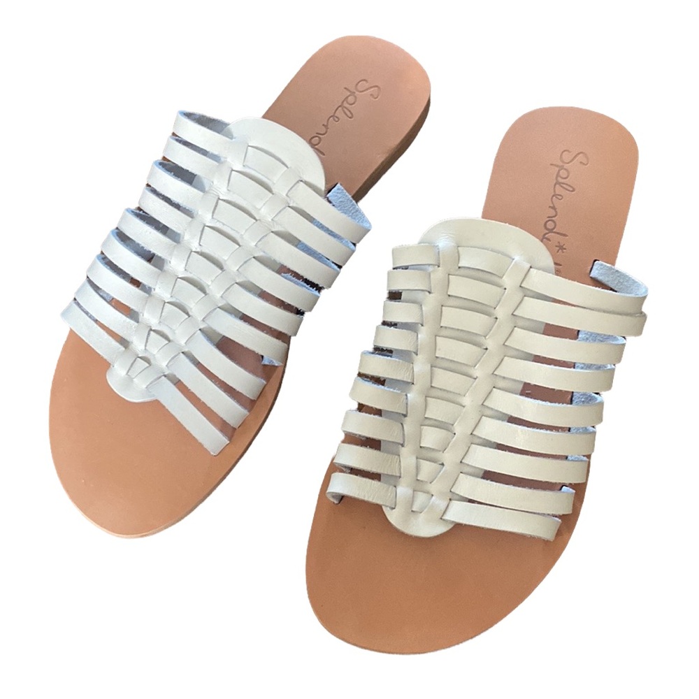 Splendid Talula Ivory Multi Strap Woven Huarache Slide Leather Sandals NEW 7 - Picture 5 of 10